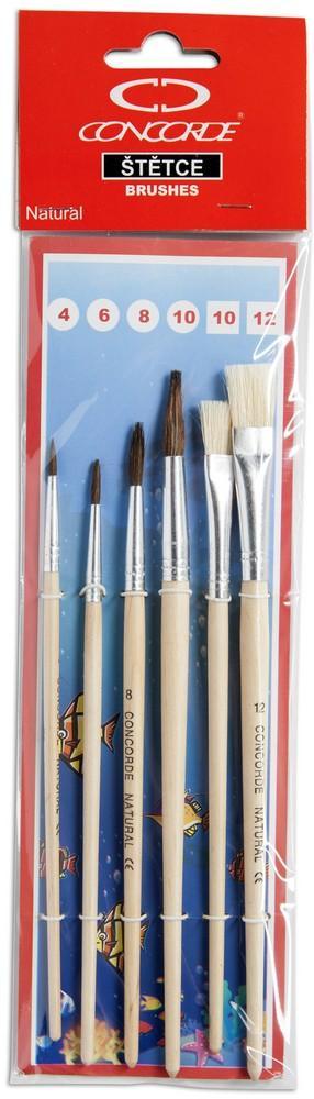 Štětec - souprava kulaté č. 4,6,8,10 a ploché č. 10, 12