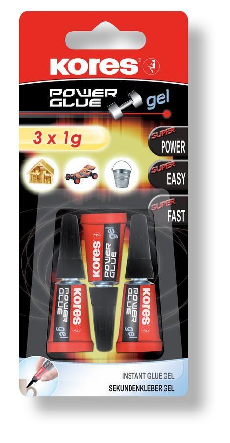 Kores lepidlo vteřinové Power Glue gel 3 x 1 g