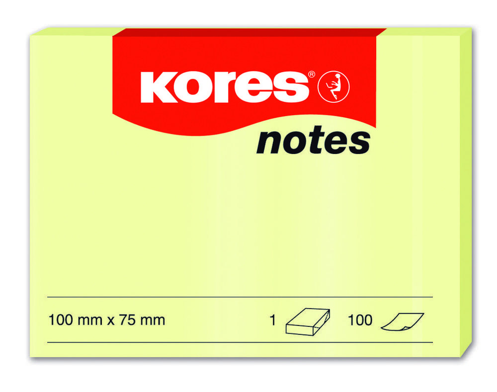 Kores blok samolepicí žlutý 100x75 mm/100 listů