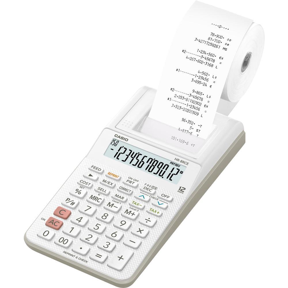Casio kalkulačka HR 8 RCE s tiskem / 12 míst bílá