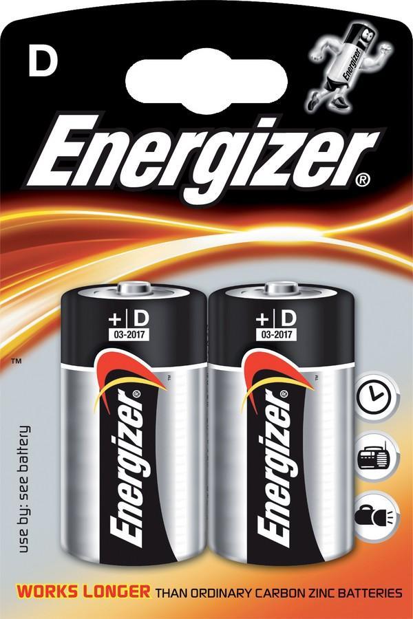 Alkalická baterie D - Energizer, velký monočlánek, LR20 / 2 ks