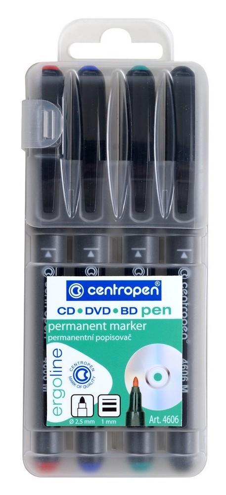 Centropen popisovač 4606 CD/DVD/BD Permanent sada 4 barev