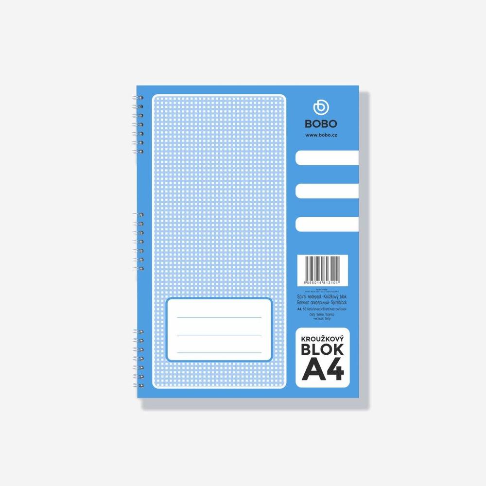 Bobo blok kroužkový s boční spirálou A4 čistý, 50 listů