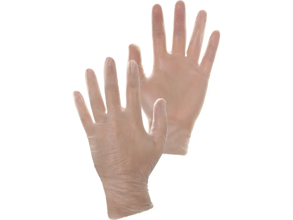 CXS rukavice MOSE, jednorázové, vinyl, transparentní, lehce pudřené/100 ks vel. M (8)