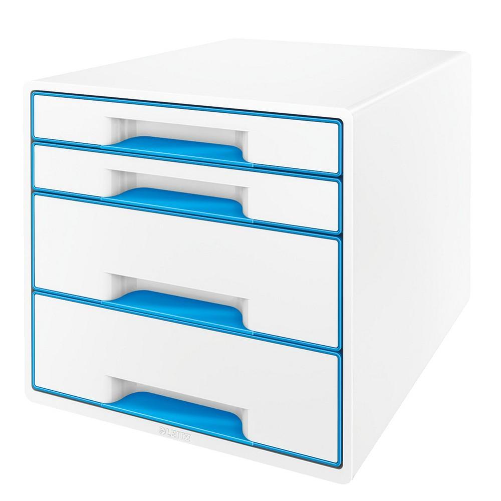 Leitz box zásuvkový WOW 4 zásuvky bílý/modrý