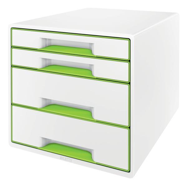 Leitz box zásuvkový WOW 4 zásuvky bílý/zelený