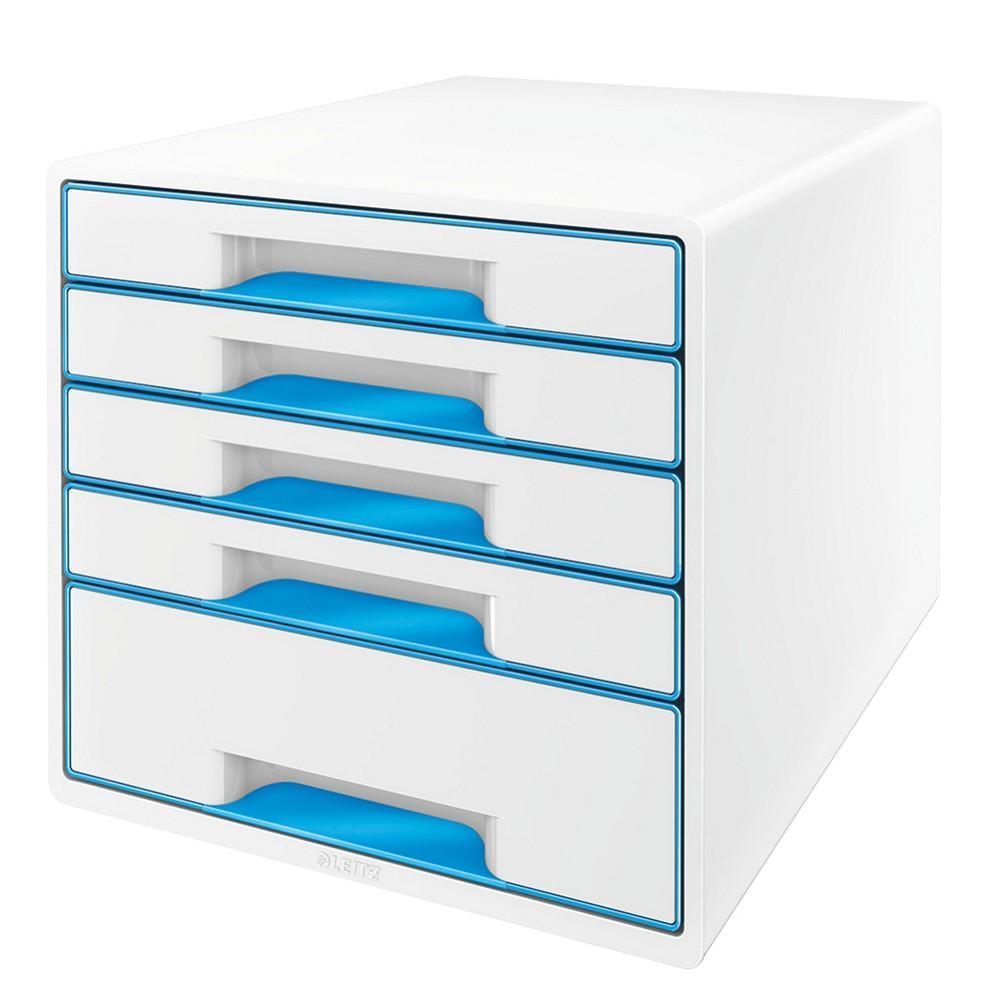 Leitz box zásuvkový WOW 5 zásuvek bílý/modrý