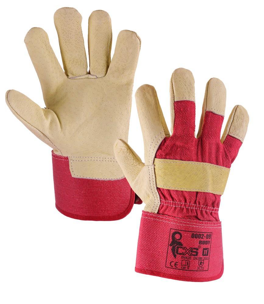 CXS rukavice BUDY, kombinované, šedo-červené vel.11