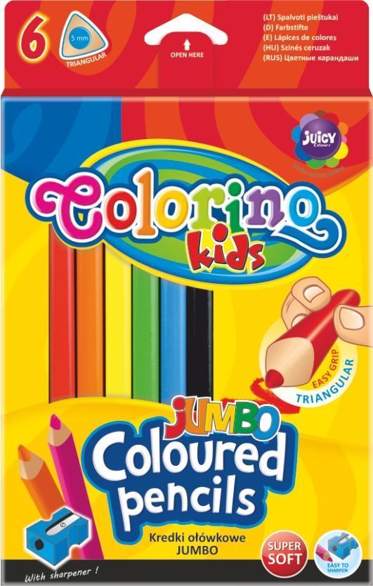 Colorino pastelky trojhranné JUMBO 6 barev + ořezávátko