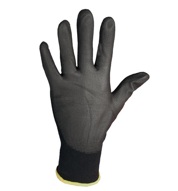 CXS rukavice BRITA BLACK, máčené v PU, černé vel. 8