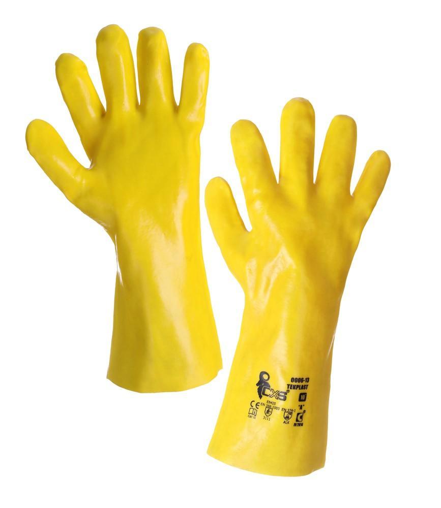 CXS rukavice TEKPLAST, kyselinovzdorné, žluté vel. 10(XL)