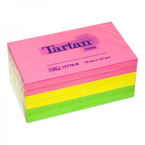 Blok samolepicí Tartan 76 x 127 mm/6 ks neonové barvy