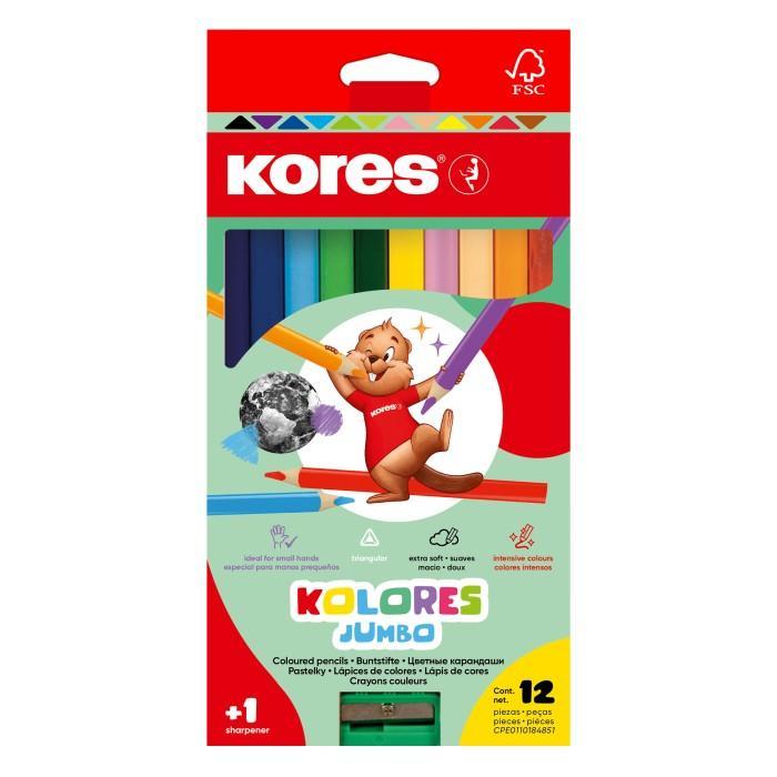 Kores pastelky Kolores Jumbo trojhranné 12 ks + ořezávátko