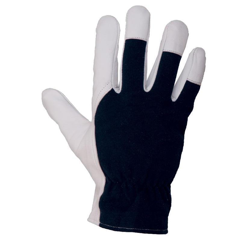 CXS rukavice TECHNIK ECO, kůže - bavln. úplet, černo-bílé vel. 9