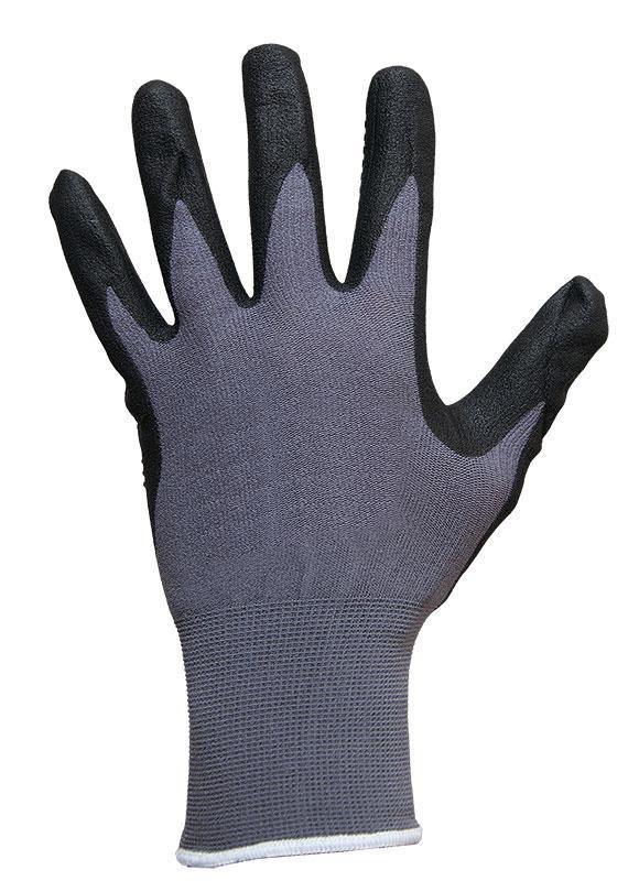 CXS rukavice NAPA, máčené v nitrilové pěně, PU terčíky, šedo-černé vel. 8