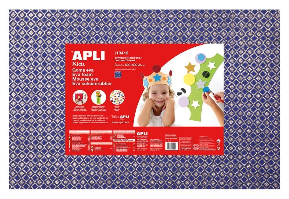 Apli pěnovka 600x400x2 mm s potiskemi modrá - diamanty/3 listy