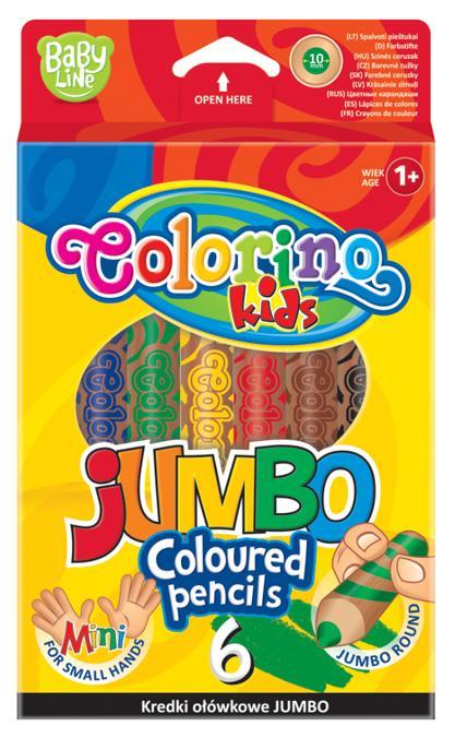 Colorino pastelky kulaté EXTRA JUMBO 6 barev + ořezávátko 1+