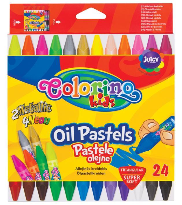 Colorino pastely olejové trojhr. Kids 24 barev (zlatá, stříbrná, 4x neon)