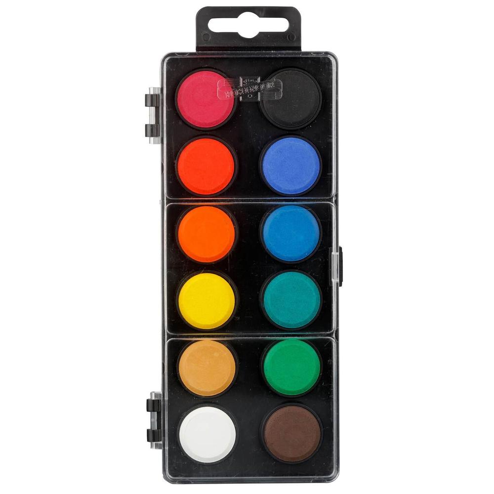 Koh-i-noor barvy vodové 12 odstínů - 22,5 mm, černý barevník, KIN