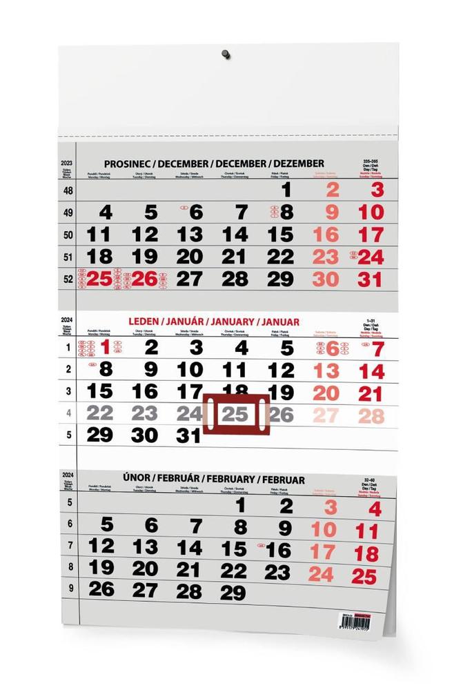 Baloušek Tisk kalendář nástěnný Tříměsíční A3 černý - s mezinár. svátky