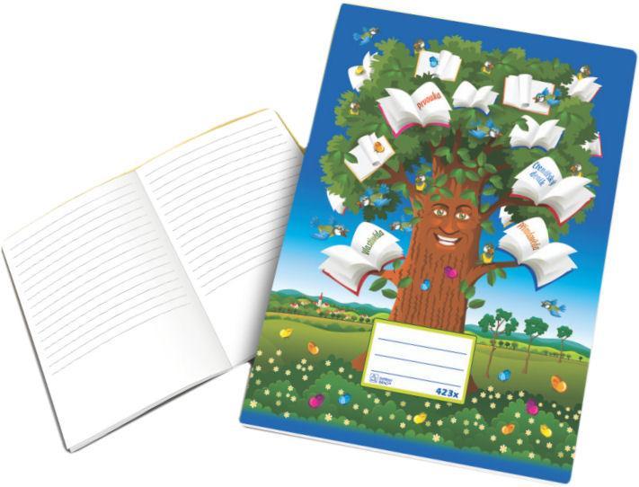 PAPÍRNY BRNO sešit bezdřevý 423 - A4 2/3 linka 12 mm a 1/3 čistá, 20 listů