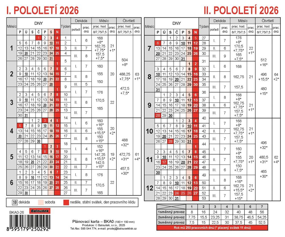 Baloušek Tisk kalendář plánovací karta A5