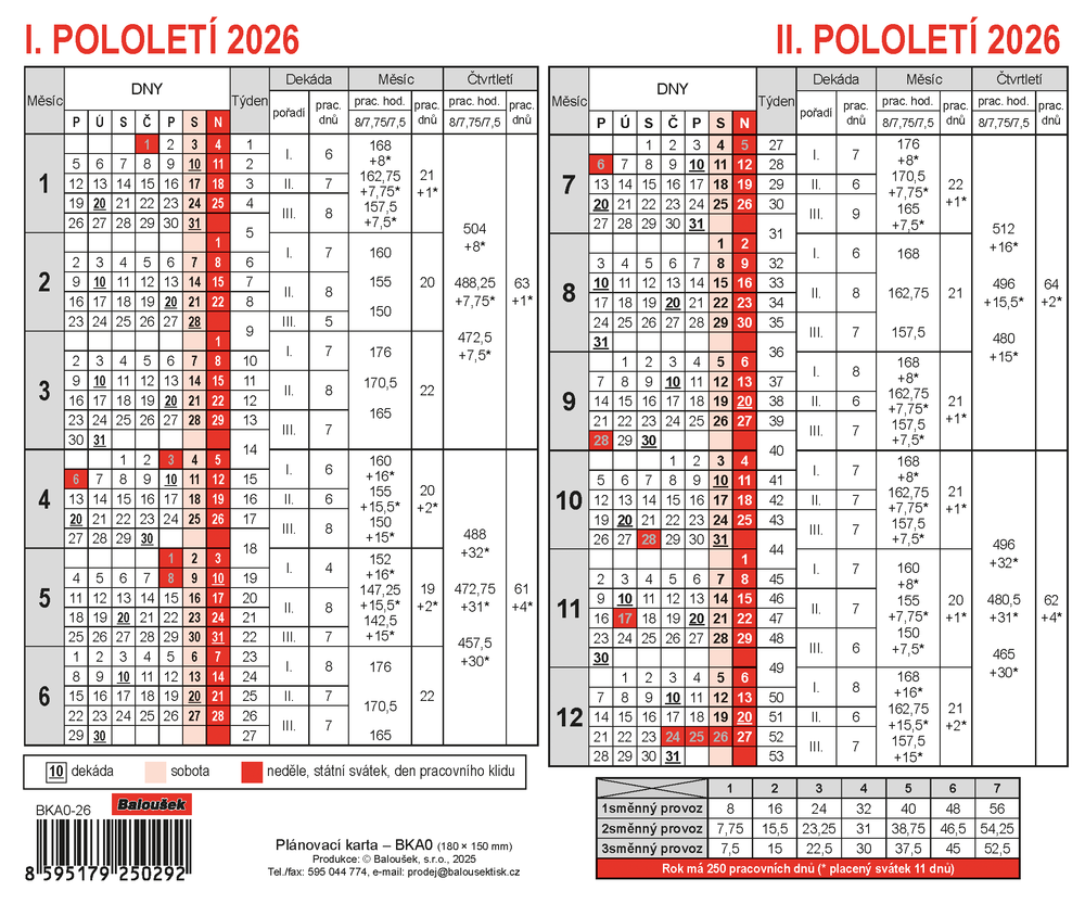 Baloušek Tisk kalendář plánovací karta A5