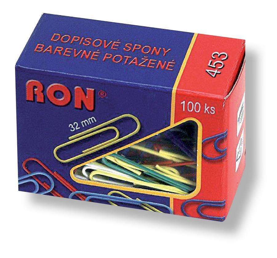 Ron spony oblé 453 B, 32 mm / 100 ks plastové barevné