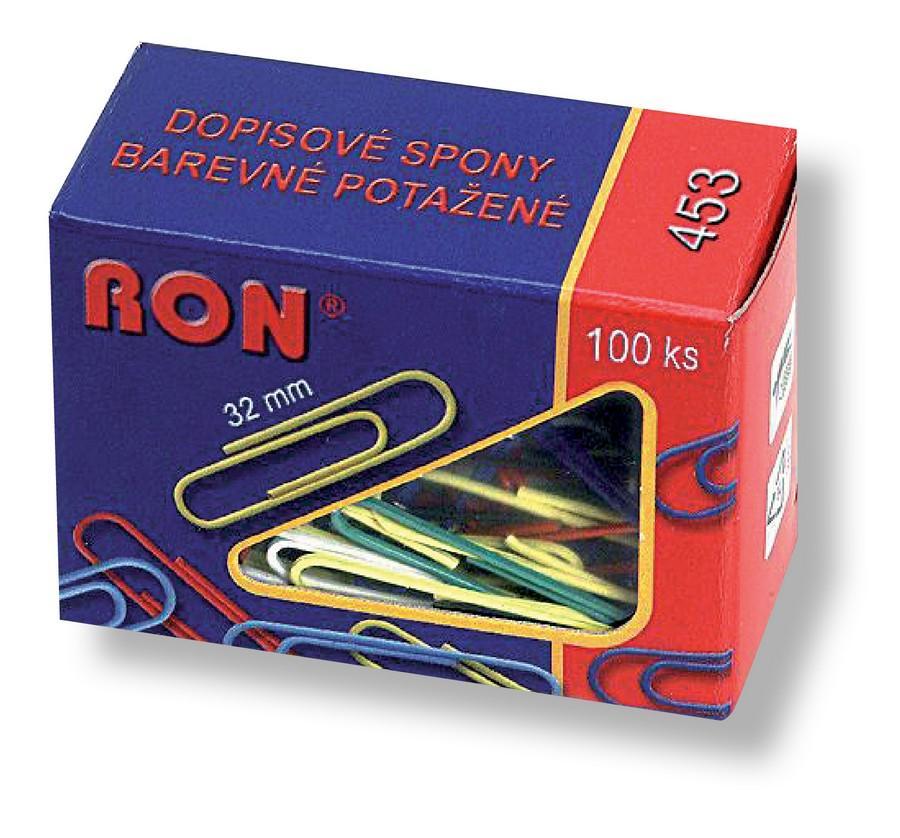 Ron spony oblé 453 B, 32 mm / 100 ks plastové barevné