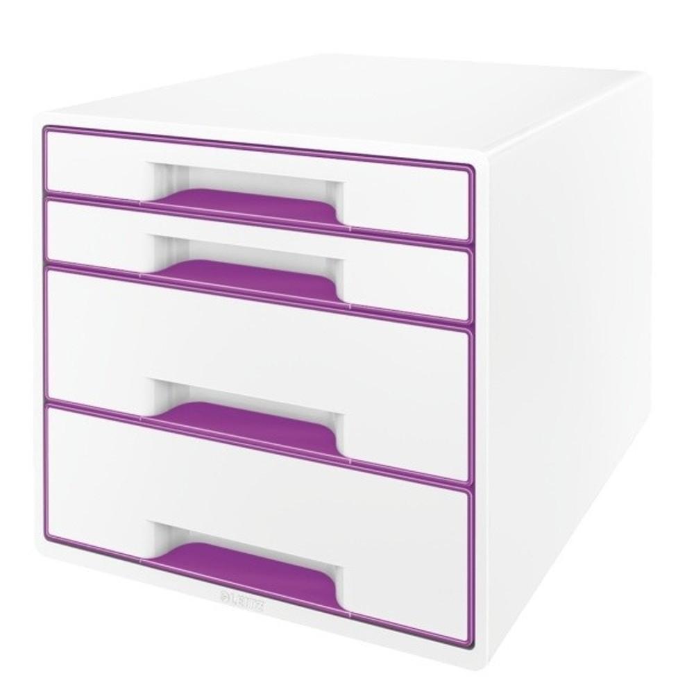 Leitz box zásuvkový WOW 4 zásuvky bílý/purpurový
