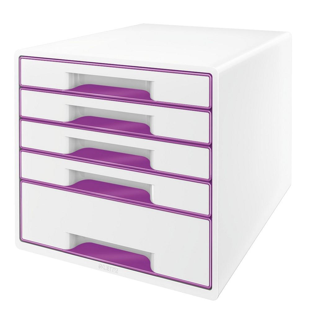 Leitz box zásuvkový WOW 5 zásuvek bílý/purpurový