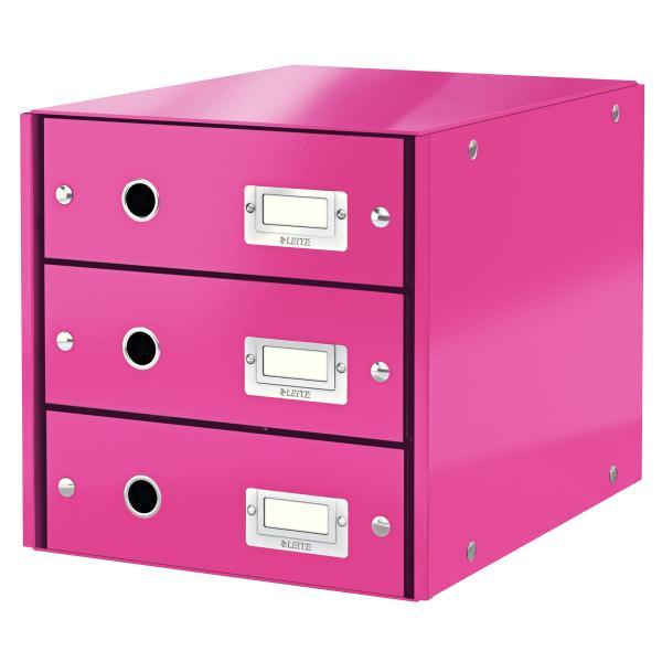 Leitz box zásuvkový CLICK & STORE 3 zásuvky růžový