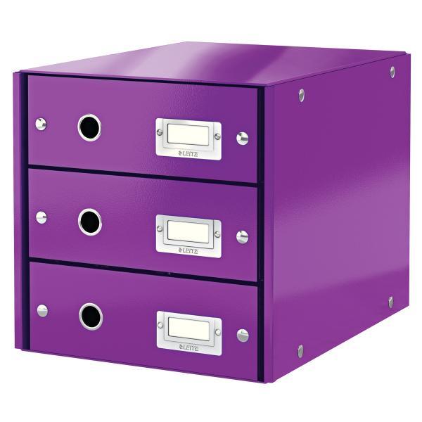 Leitz box zásuvkový CLICK & STORE 3 zásuvky purpurový
