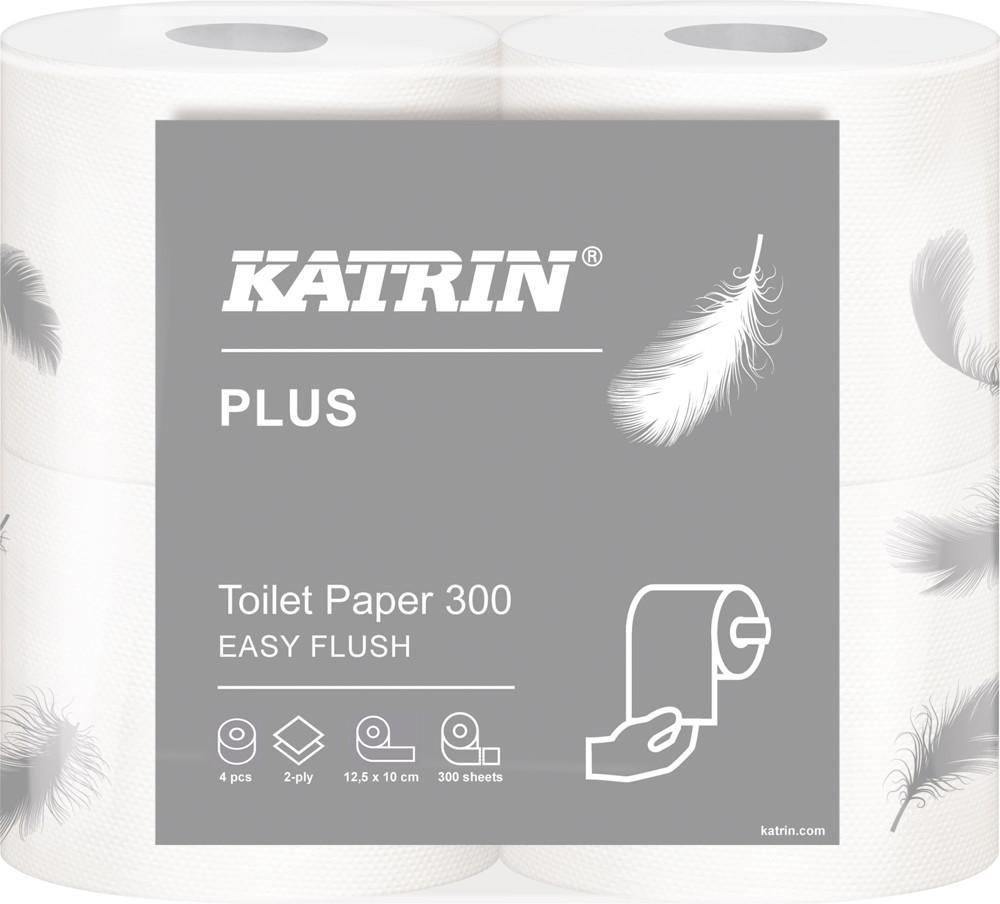 Katrin papír toaletní Plus Easy 300 útržků, 2-vrstvý bílý / 4 ks