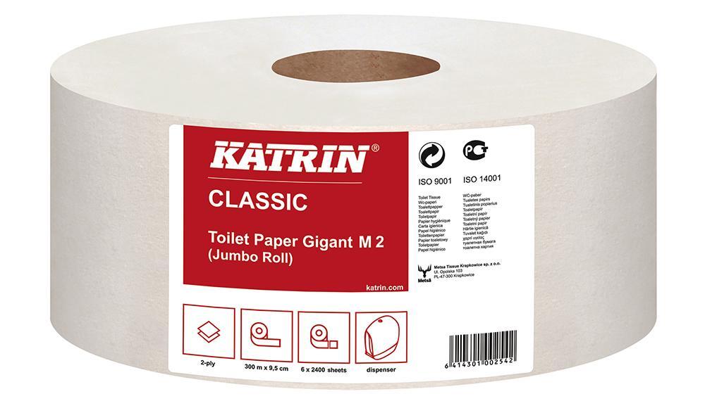 Katrin papír toaletní JUMBO 220 mm, 2-vrstvý, bílý / 6 ks