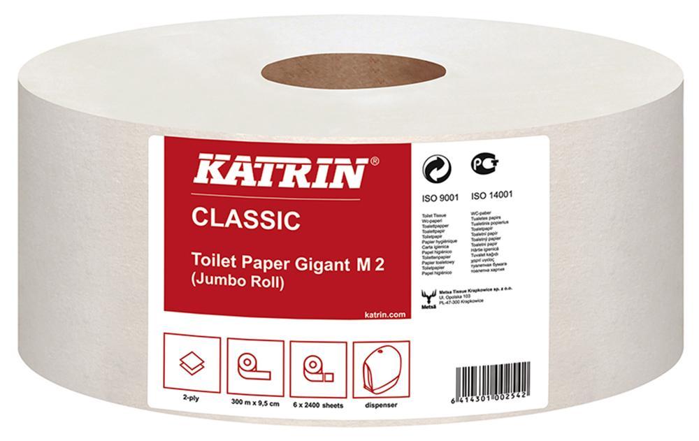 Katrin papír toaletní JUMBO Classic 280 mm, 2-vrstvý, bílý / 6 ks