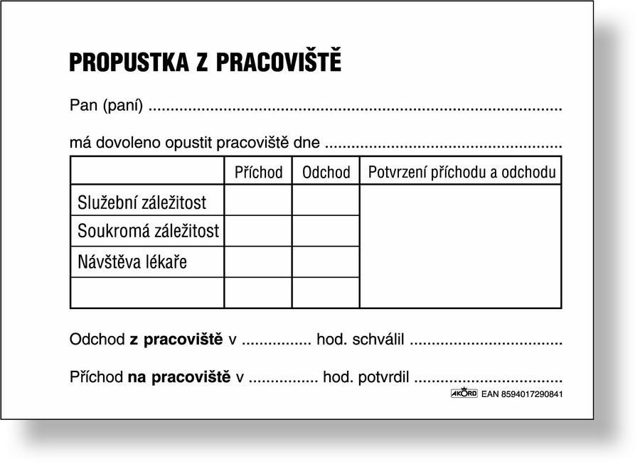 Akord propustka A7, blok 100 L