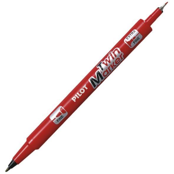 Pilot popisovač 4912 Twin marker Permanent červený