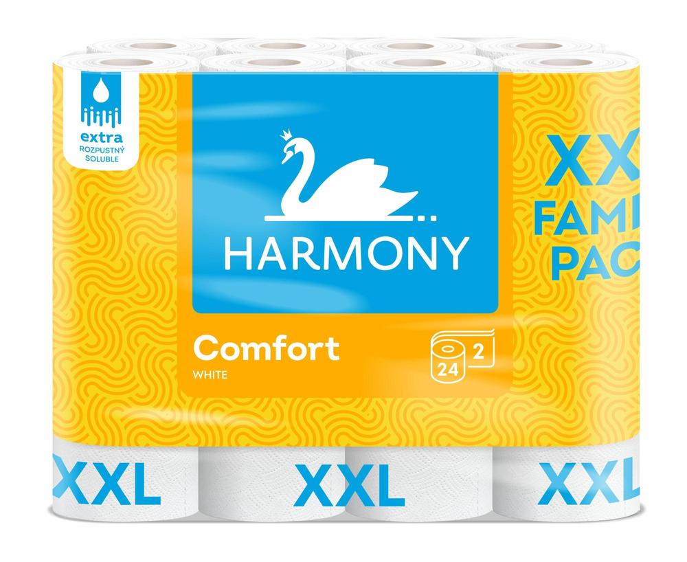 Harmony papír toaletní Comfort Family XXL 2-vrstvý recykl bílý / 24 ks
