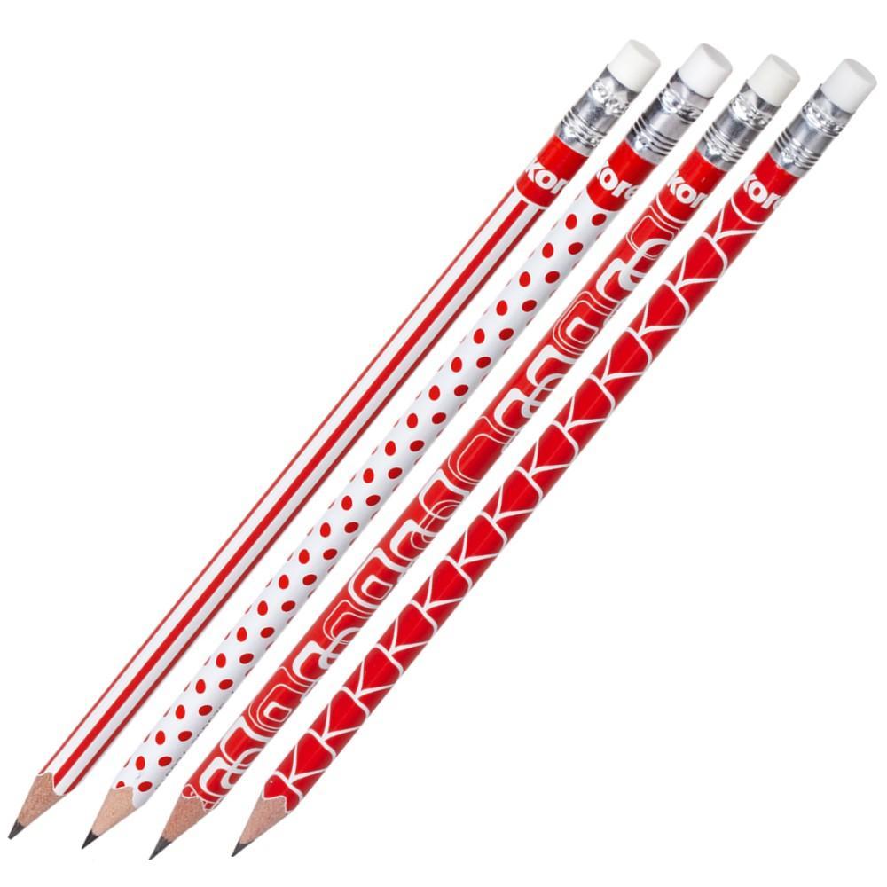 Kores tužka grafitová trojhranná HB červenobílá s bílou pryží