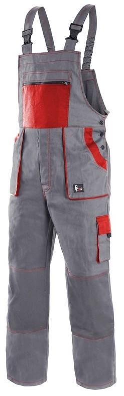 CXS kalhoty LUXY ROBIN, pánské, s laclem, šedo-červené vel. 50