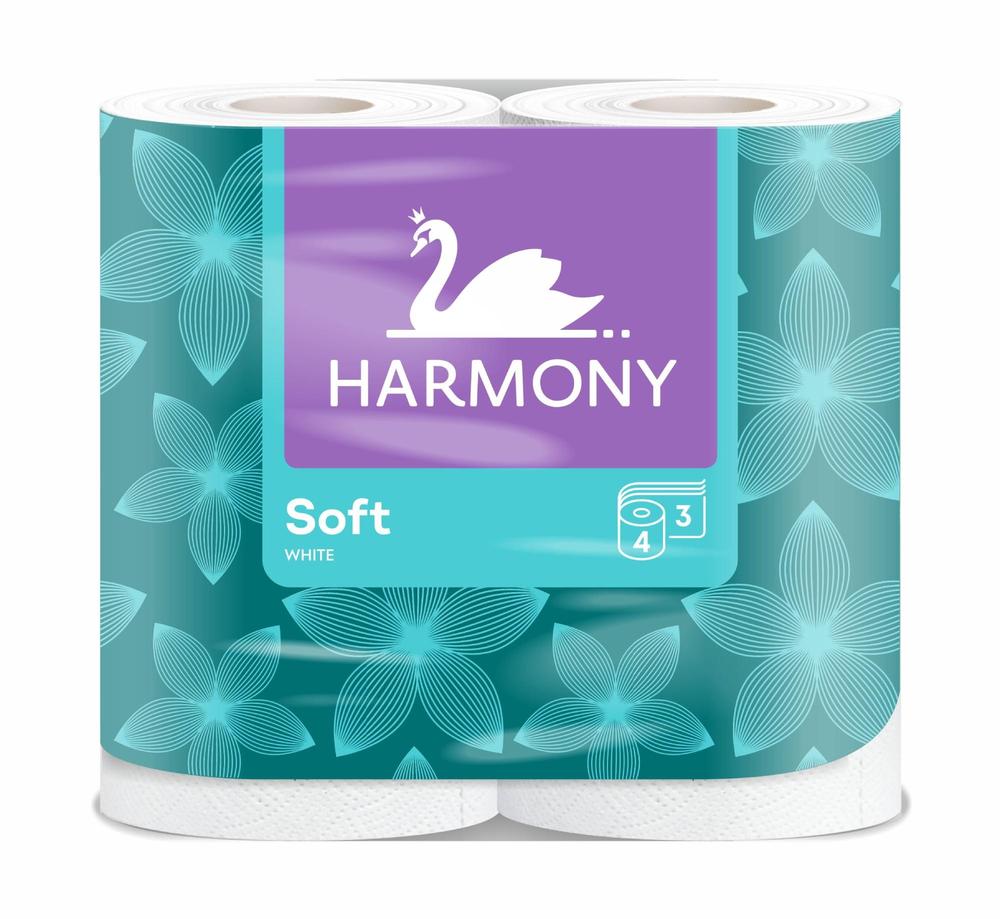 Harmony papír toaletní Soft 132 útržků 3-vrstvý recykl bílý / 4 ks