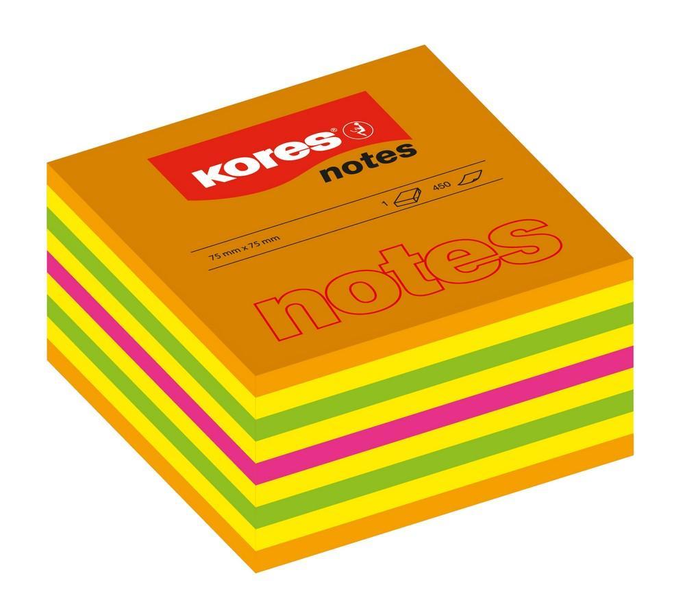 Kores blok samolepicí Cubo Summer neon 75 x 75 mm/ 450 listů