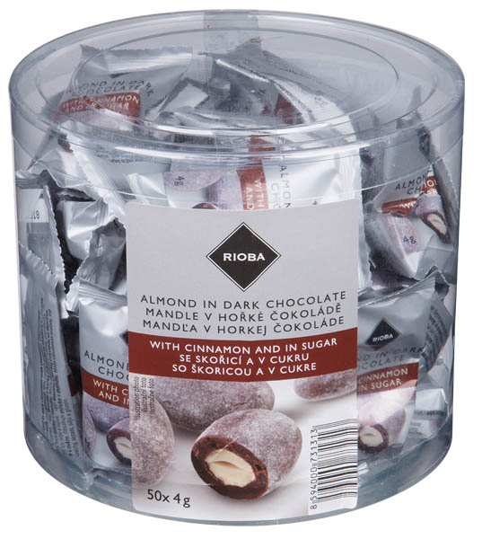 Rioba mandle v hořké čokoládě se skořicí 4 g / 50 ks
