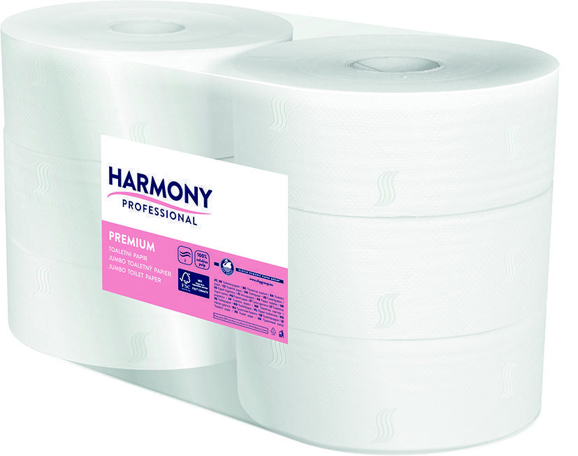 Harmony papír toaletní JUMBO Professional Ø 260 mm celulózový 2-vrstvý / 6 ks