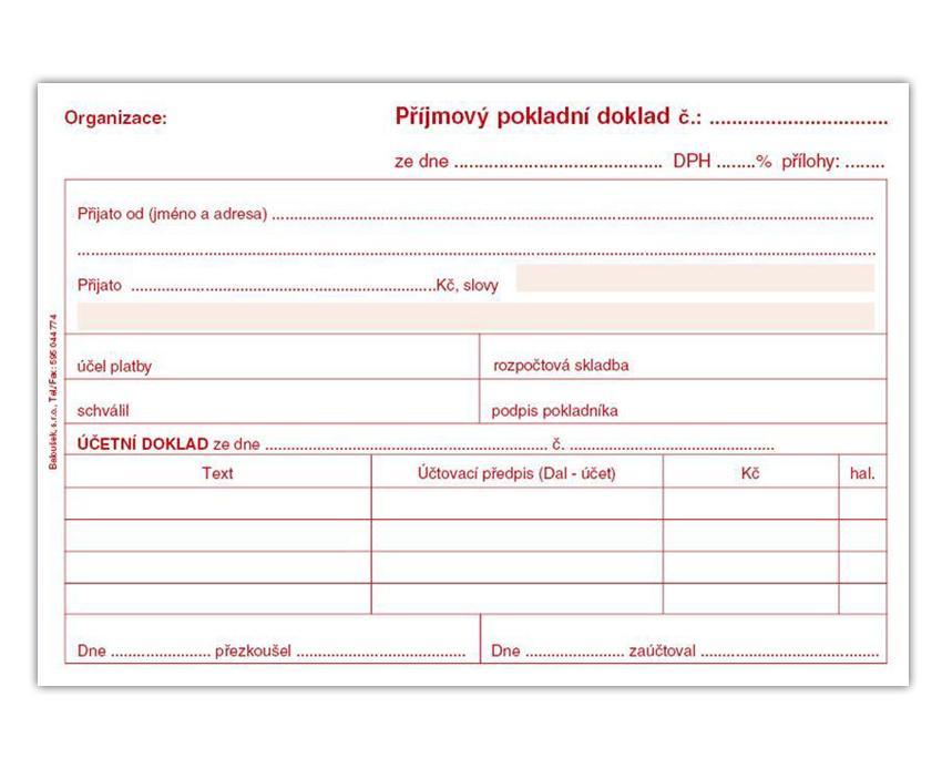 Baloušek Tisk příjmový pokladní doklad i pro podvojné účetnictví A6 eko