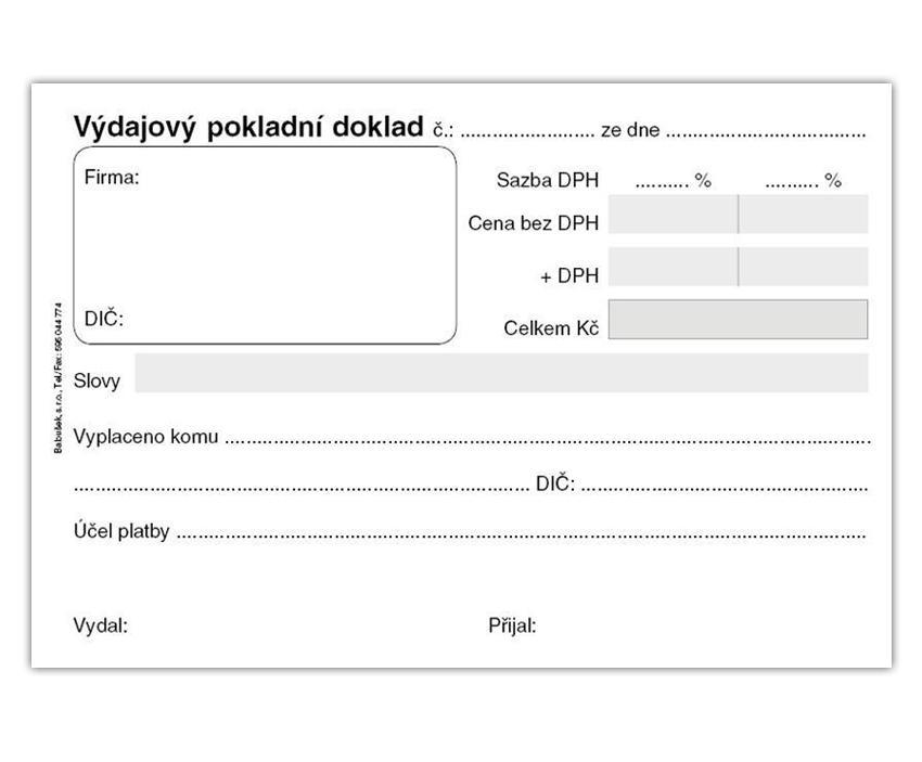 Baloušek Tisk výdajový pokladní doklad A6 přímopropis.