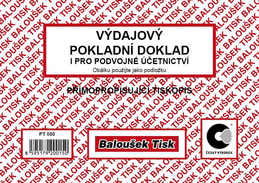 Baloušek Tisk výdajový pokladní doklad i pro podvojné účetnictví A6 přímopropis.