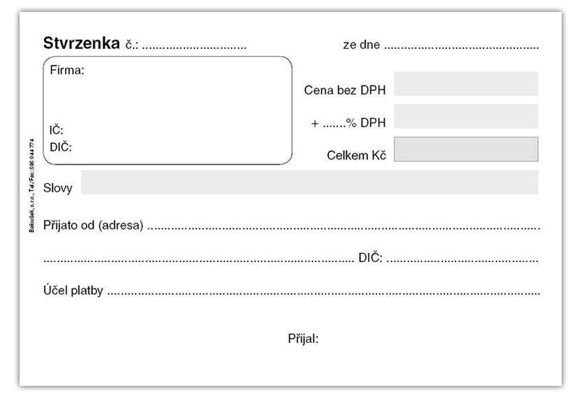 Baloušek Tisk stvrzenka A6 přímopropis.