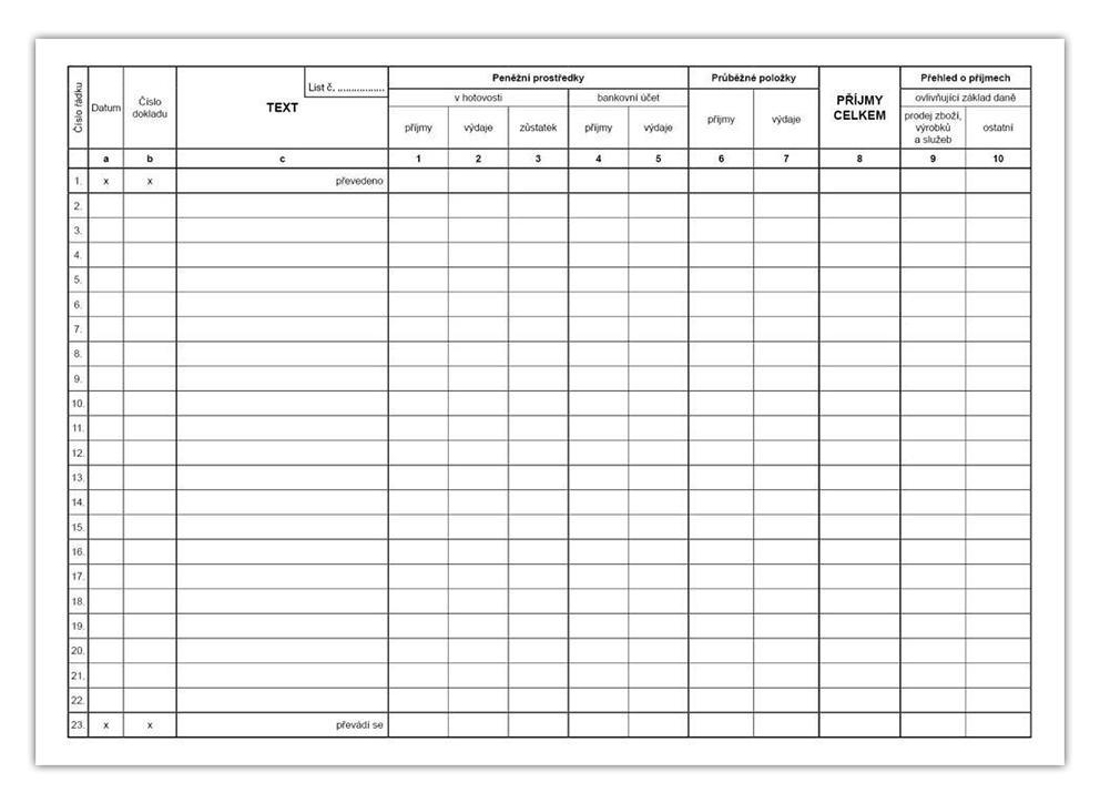 Baloušek Tisk peněžní deník A4 - daňová evidence (neplátce DPH, oboustranný) eko